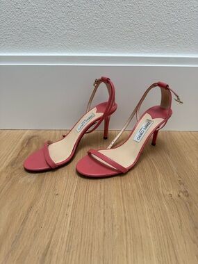 Jimmy Choo Coral Pink Open-Toe Slingback Stilettos